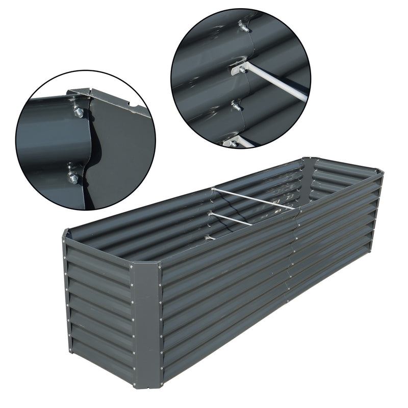 DURAFORCE 8x2x2 Ft Outdoor Metal Raised Garden Bed Deep Root Box Planter For Vegetables