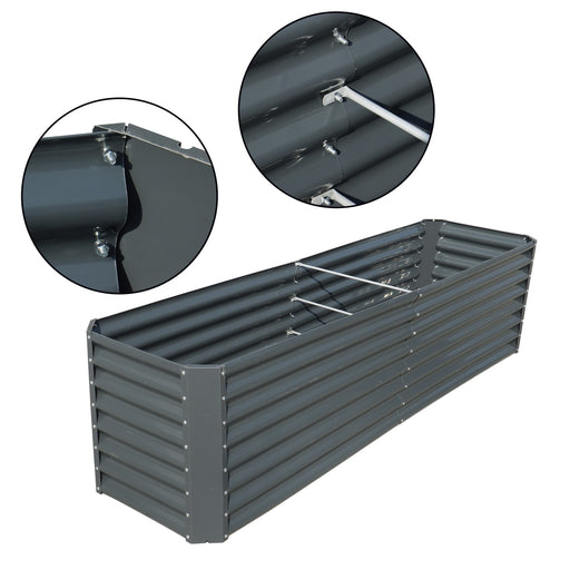 DURAFORCE 8x2x2 Ft Outdoor Metal Raised Garden Bed Deep Root Box Planter For Vegetables