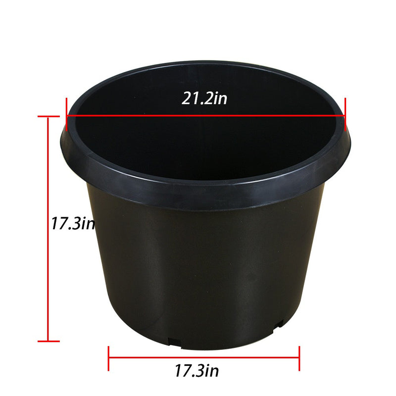 DURAFORCE 5Pcs 20 Gallon Black Injection Molding Plant Flower Pot Nursery Containers