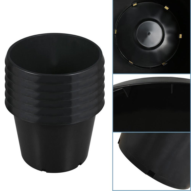 DURAFORCE 5Pcs 20 Gallon Black Injection Molding Plant Flower Pot Nursery Containers