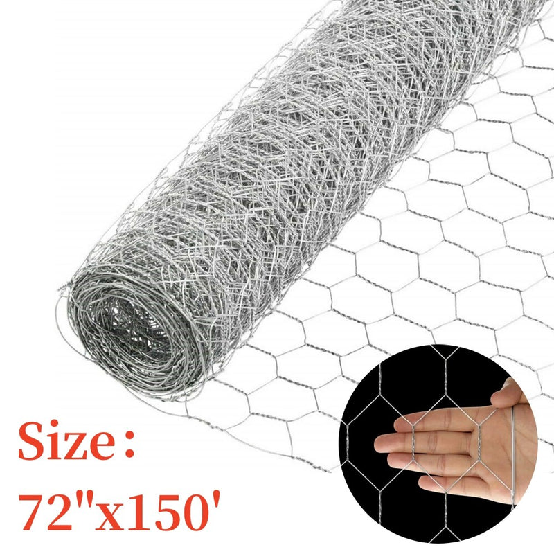DURAFORCE 72" × 150' 2" Holes Galvanized Poultry Net - Metal Fencing / Chicken Wire