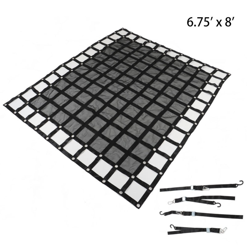 DURAFORCE Heavy Duty Cargo Net 6.75' x 8' FT For Pickup Trucks W/Cam Buckles & S-Hooks