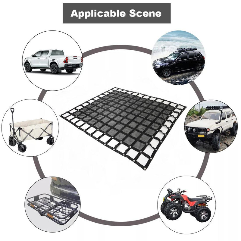 DURAFORCE Heavy Duty Cargo Net 6.75' x 8' FT For Pickup Trucks W/Cam Buckles & S-Hooks