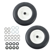 DURAFORCE 2Pcs 13x6.50-6 Flat Free Tire & Wheel Solid Smooth PU White Rim Lawn Mower Tires