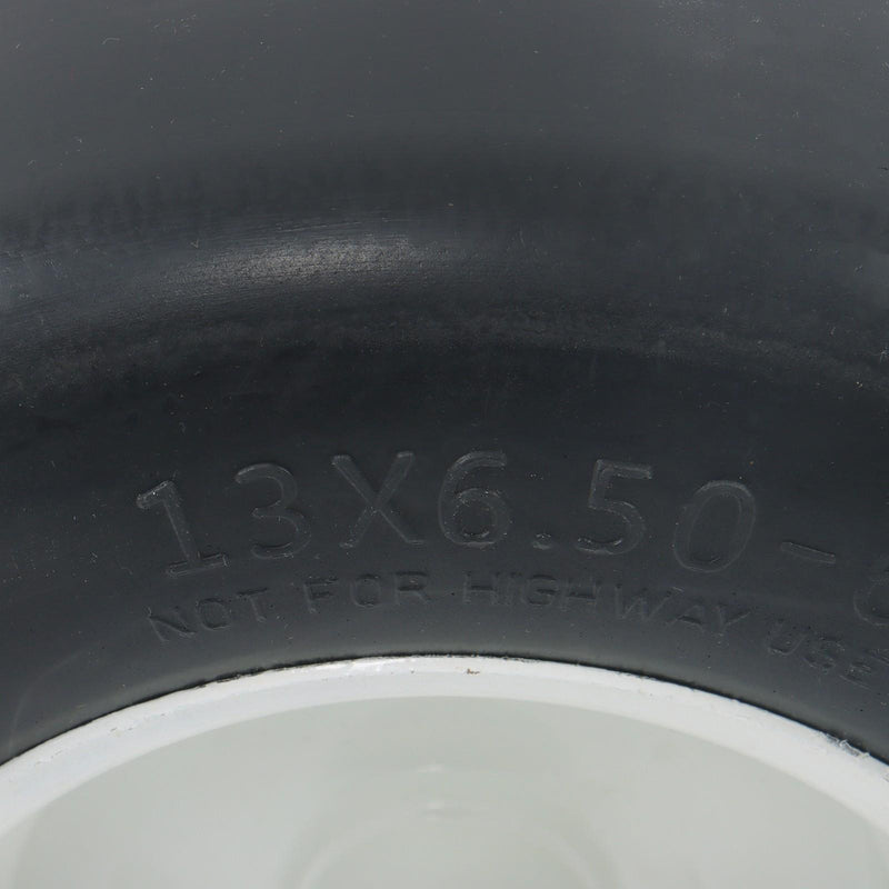 DURAFORCE 2Pcs 13x6.50-6 Flat Free Tire & Wheel Solid Smooth PU White Rim Lawn Mower Tires