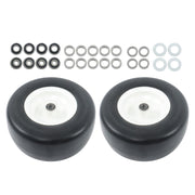 DURAFORCE 2Pcs 13x6.50-6 Flat Free Tire & Wheel Solid Smooth PU White Rim Lawn Mower Tires