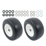DURAFORCE 2PCS 13x6.50-6 Lawn Mower Tires Flat Free Tire & Wheel Solid Smooth PU White Rim