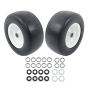 DURAFORCE 2PCS 13x6.50-6 Lawn Mower Tires Flat Free Tire & Wheel Solid Smooth PU White Rim