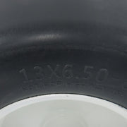 DURAFORCE 2PCS 13x6.50-6 Lawn Mower Tires Flat Free Tire & Wheel Solid Smooth PU White Rim