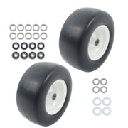DURAFORCE 2PCS 13x6.50-6 Lawn Mower Tires Flat Free Tire & Wheel Solid Smooth PU White Rim