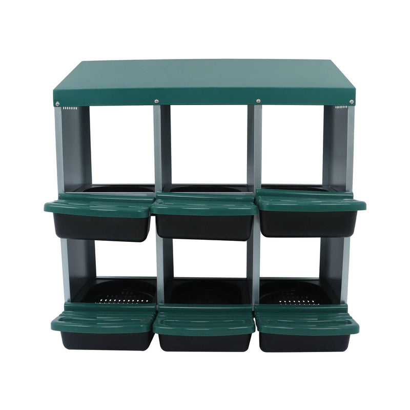 DURAFORCE Chicken Nest Box 6 Hole Chicken Egg Metal Poultry Box Wall Mount Large Vent Hole