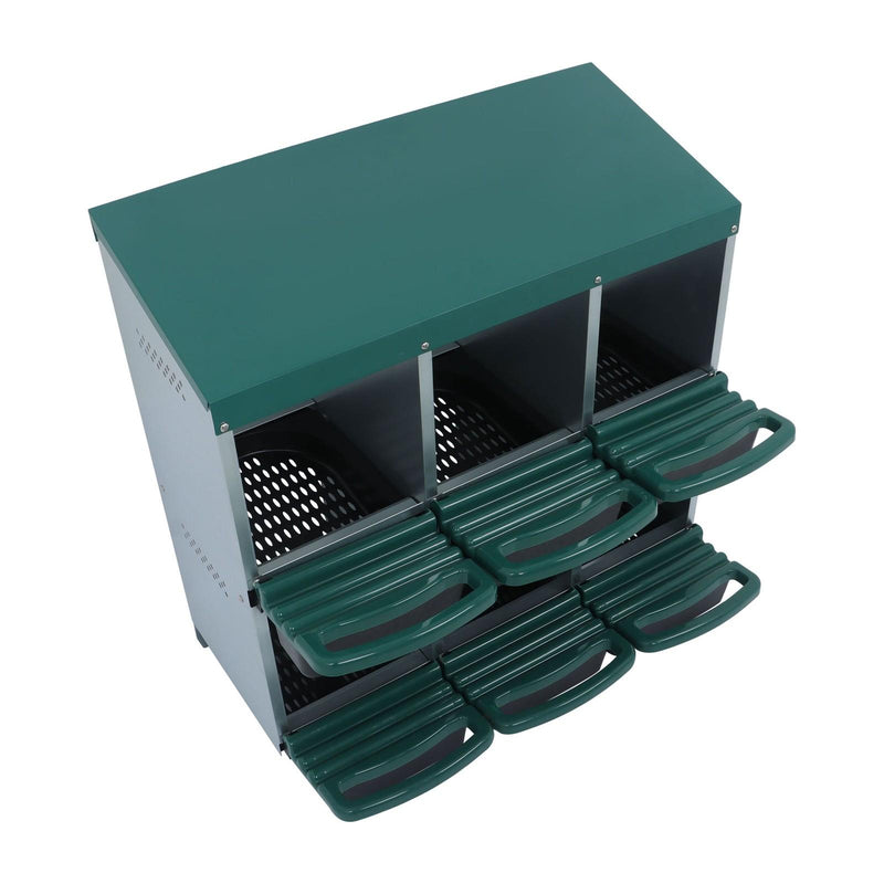 DURAFORCE Chicken Nest Box 6 Hole Chicken Egg Metal Poultry Box Wall Mount Large Vent Hole