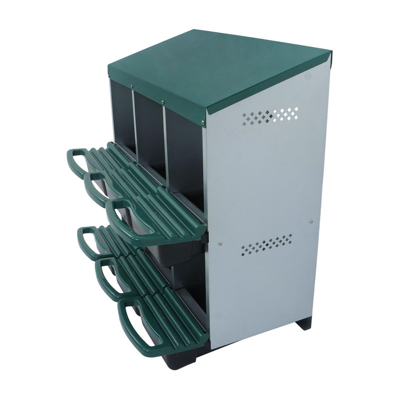 DURAFORCE Chicken Nest Box 6 Hole Chicken Egg Metal Poultry Box Wall Mount Large Vent Hole
