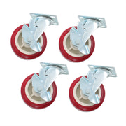 DURAFORCE 4 Pcs Heavy Duty Icon Caster Wheels 6" × 2" Swivel Caster Wheels W/ Side Brakes