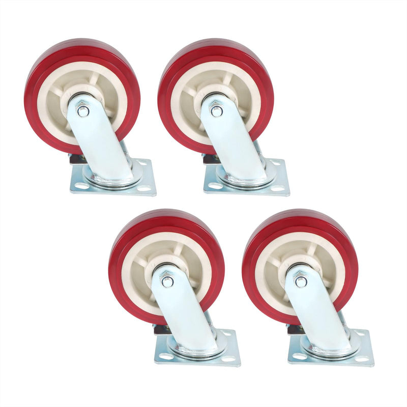 DURAFORCE 4 Pcs Heavy Duty Icon Caster Wheels 6" × 2" Swivel Caster Wheels W/ Side Brakes
