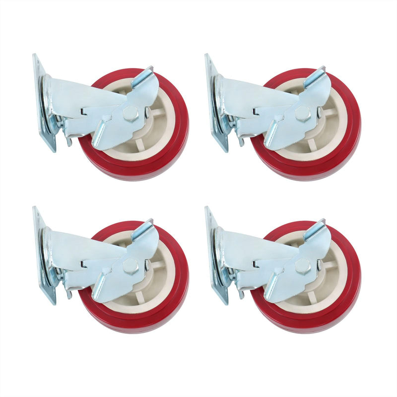 DURAFORCE 4 Pcs Heavy Duty Icon Caster Wheels 6" × 2" Swivel Caster Wheels W/ Side Brakes