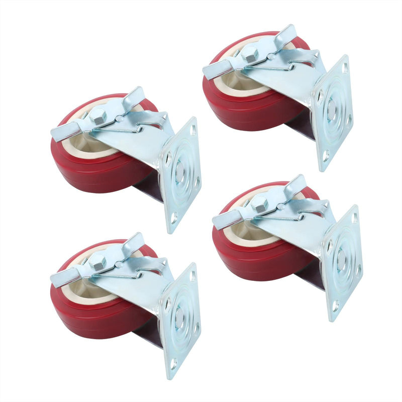 DURAFORCE 4 Pcs Heavy Duty Icon Caster Wheels 6" × 2" Swivel Caster Wheels W/ Side Brakes