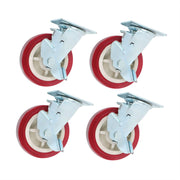 DURAFORCE 4 Pcs Heavy Duty Icon Caster Wheels 6" × 2" Swivel Caster Wheels W/ Side Brakes