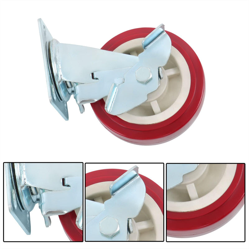 DURAFORCE 4 Pcs Heavy Duty Icon Caster Wheels 6" × 2" Swivel Caster Wheels W/ Side Brakes