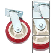 DURAFORCE 4 Pcs Heavy Duty Icon Caster Wheels 6" × 2" Swivel Caster Wheels W/ Side Brakes