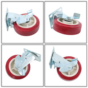 DURAFORCE 4 Pcs Heavy Duty Icon Caster Wheels 6" × 2" Swivel Caster Wheels W/ Side Brakes