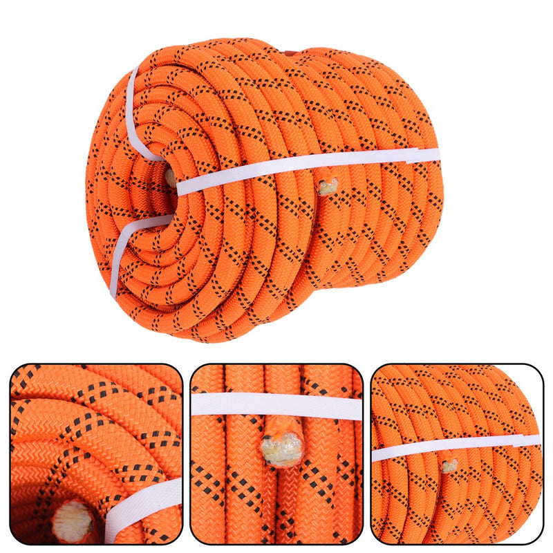 DURAFORCE 3/4"×120' 48 Strands Polyester Braided Arborist Rope For Tree Work Orange &Black