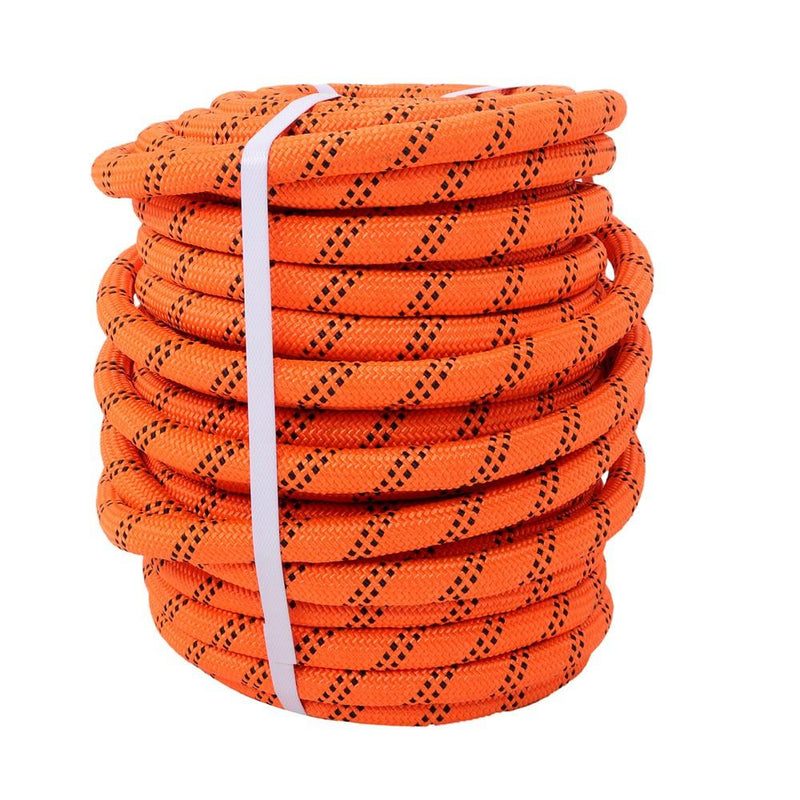 DURAFORCE 3/4"×120' 48 Strands Polyester Braided Arborist Rope For Tree Work Orange &Black