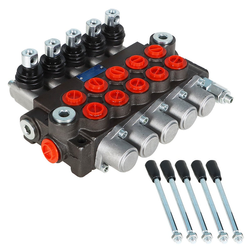 DURAFORCE Hydraulic Directional Control Valve With 13 GPM 5 Spools 4-Way Tandem Center