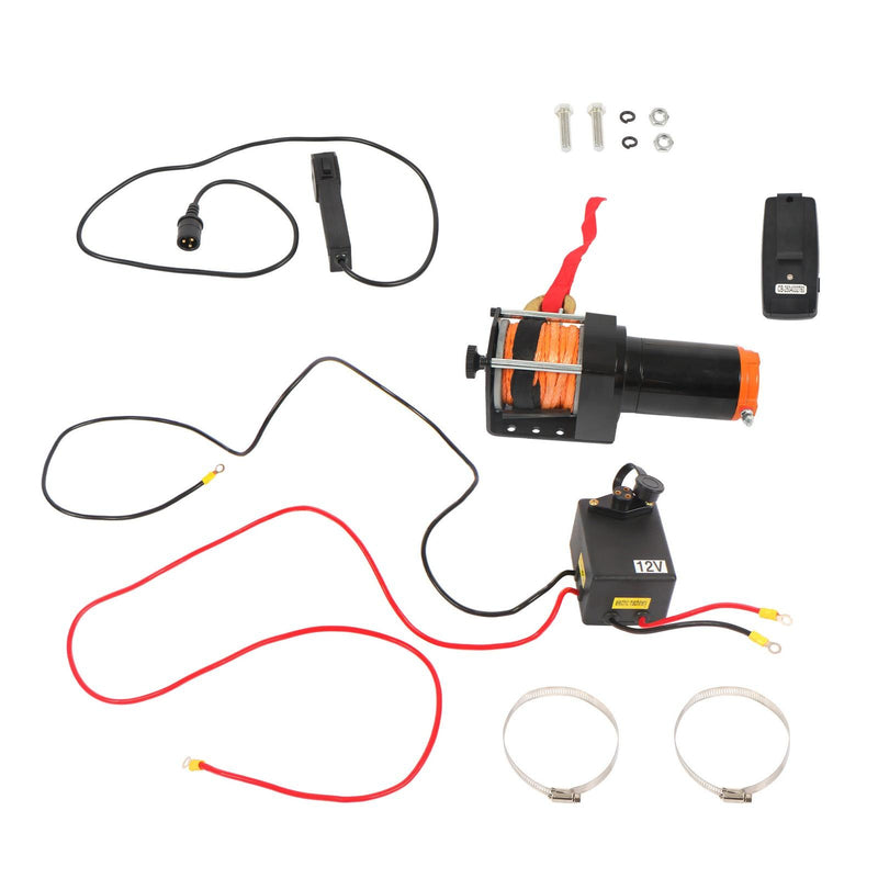 DURAFORCE 2500lbs Electric Winch 12VDC/1.3HP Motor 50ft Synthetic Rope w/ Wireless Remote