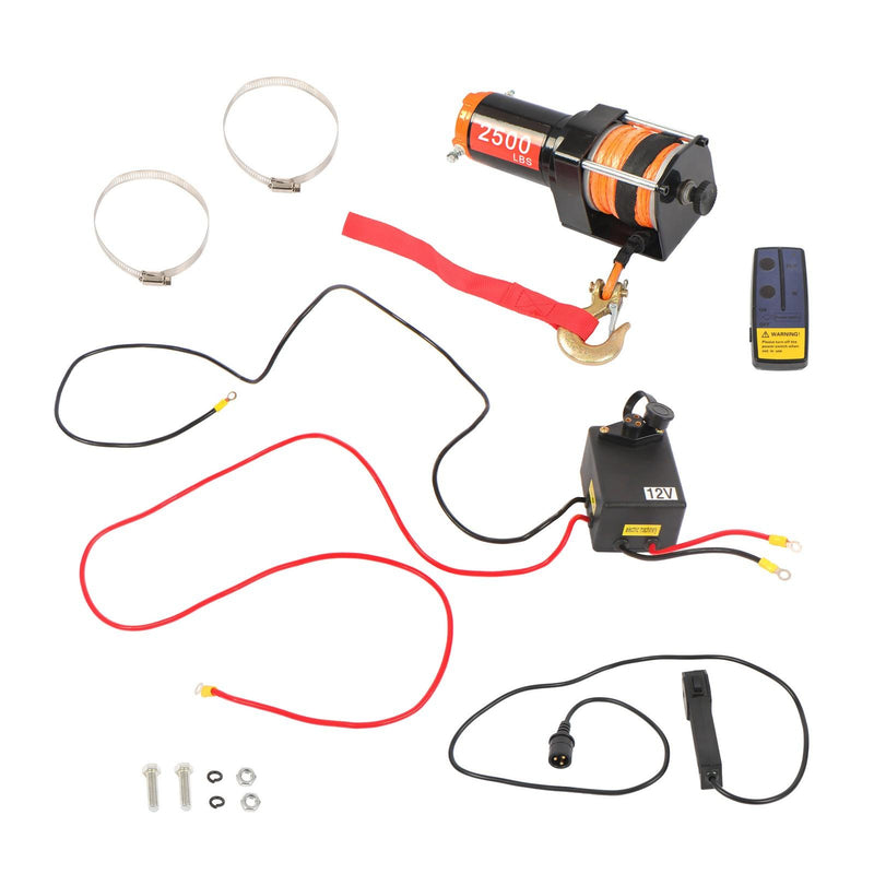 DURAFORCE 2500lbs Electric Winch 12VDC/1.3HP Motor 50ft Synthetic Rope w/ Wireless Remote