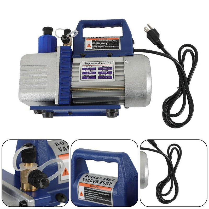 DURAFORCE Single Stage Rotary Vane Air Vacuum Pump 1/3 HP 4.5 CFM 110V