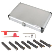 DURAFORCE 7Pcs Carbide Indexable Turning Tool 1/2" Lathe Tool Bit Thread Insert+Holder Kit