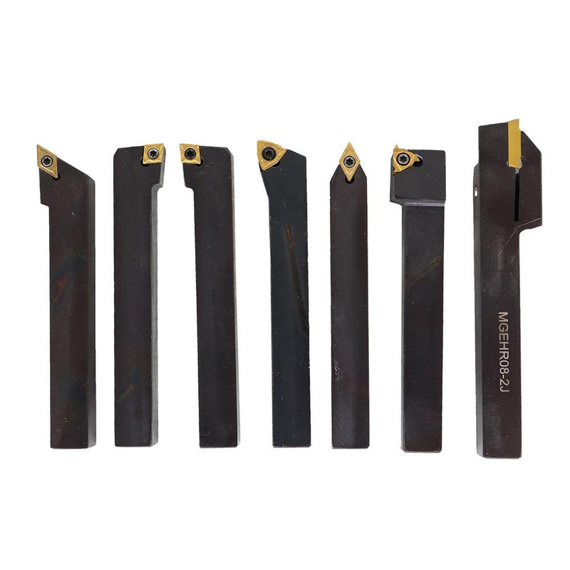 DURAFORCE 7Pcs Carbide Indexable Turning Tool 1/2" Lathe Tool Bit Thread Insert+Holder Kit