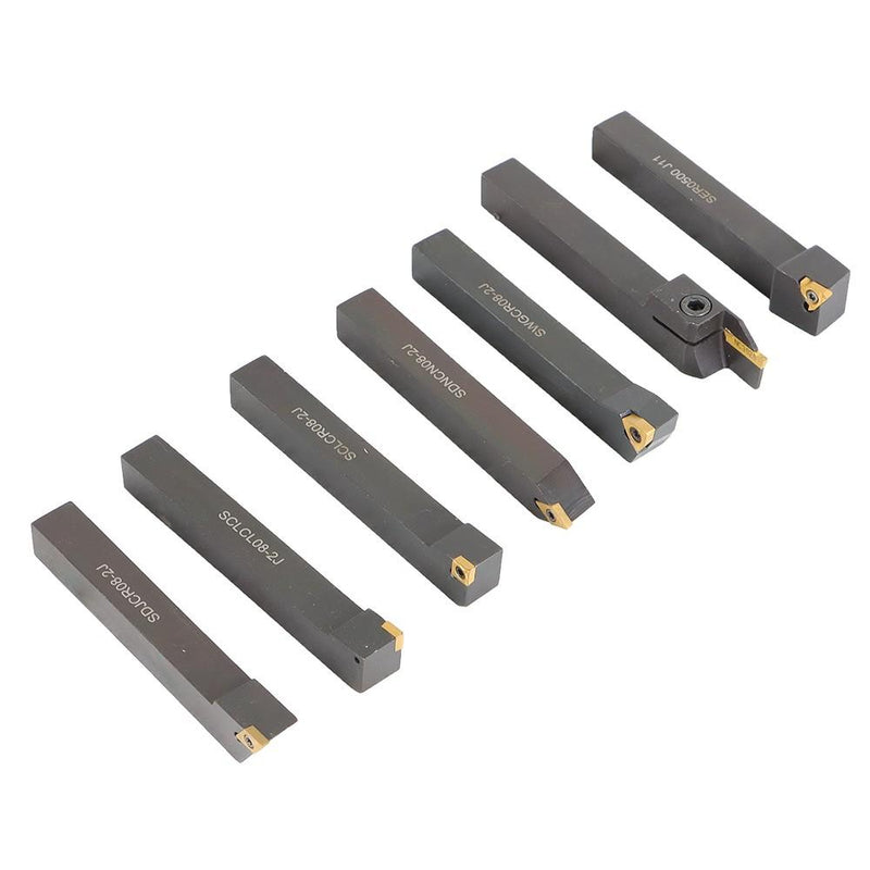 DURAFORCE 7Pcs Carbide Indexable Turning Tool 1/2" Lathe Tool Bit Thread Insert+Holder Kit