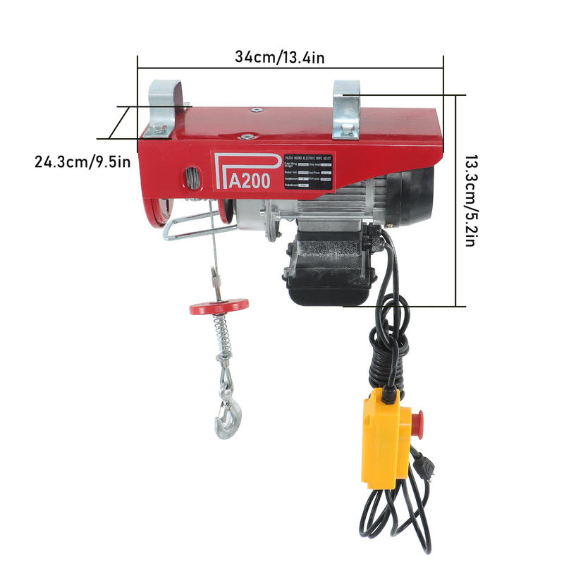 DURAFORCE 440lbs/ 200kg Electric Hoist with 14 FT Wired Remote Control 110V 510W Motor