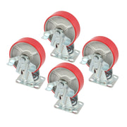 DURAFORCE 4 Pack 6" × 2" Heavy Duty Polyurethane Swivel Caster Wheels With Side Brakes