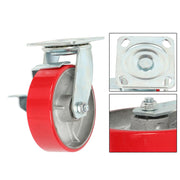DURAFORCE 4 Pack 6" × 2" Heavy Duty Polyurethane Swivel Caster Wheels With Side Brakes