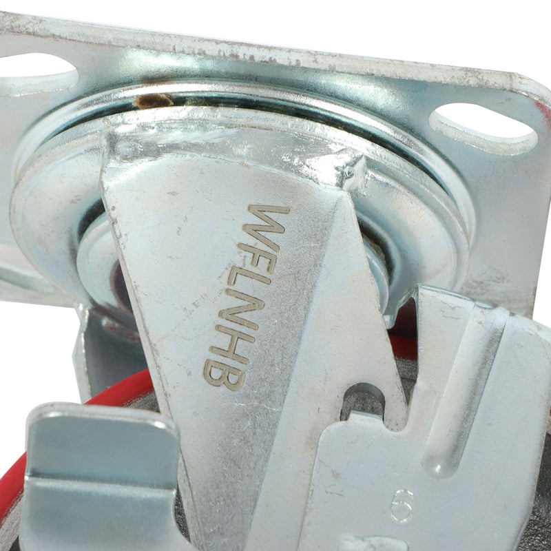 DURAFORCE 4 Pack 6" × 2" Heavy Duty Polyurethane Swivel Caster Wheels With Side Brakes