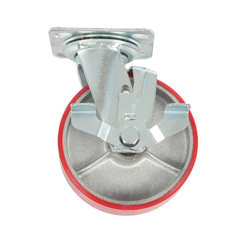 DURAFORCE 4 Pack 6" × 2" Heavy Duty Polyurethane Swivel Caster Wheels With Side Brakes