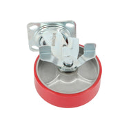 DURAFORCE 4 Pack 6" × 2" Heavy Duty Polyurethane Swivel Caster Wheels With Side Brakes