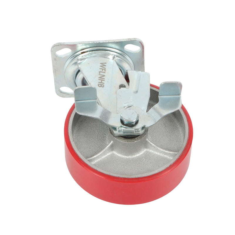 DURAFORCE 4 Pack 6" × 2" Heavy Duty Polyurethane Swivel Caster Wheels With Side Brakes