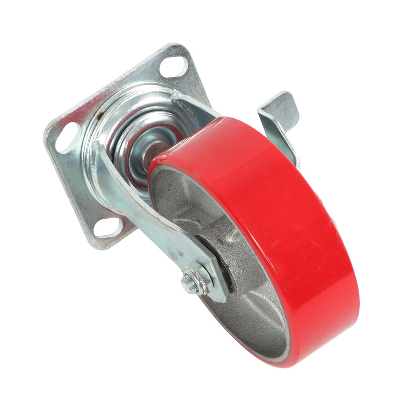 DURAFORCE 4 Pack 6" × 2" Heavy Duty Polyurethane Swivel Caster Wheels With Side Brakes
