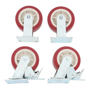 DURAFORCE 4 Pack 6" × 2" Swivel Caster Wheels Heavy Duty (2 With Brakes, 2 Without Brakes)