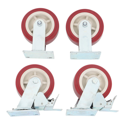 DURAFORCE 4 Pack 6" × 2" Swivel Caster Wheels Heavy Duty (2 With Brakes, 2 Without Brakes)