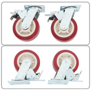 DURAFORCE 4 Pack 6" × 2" Swivel Caster Wheels Heavy Duty (2 With Brakes, 2 Without Brakes)