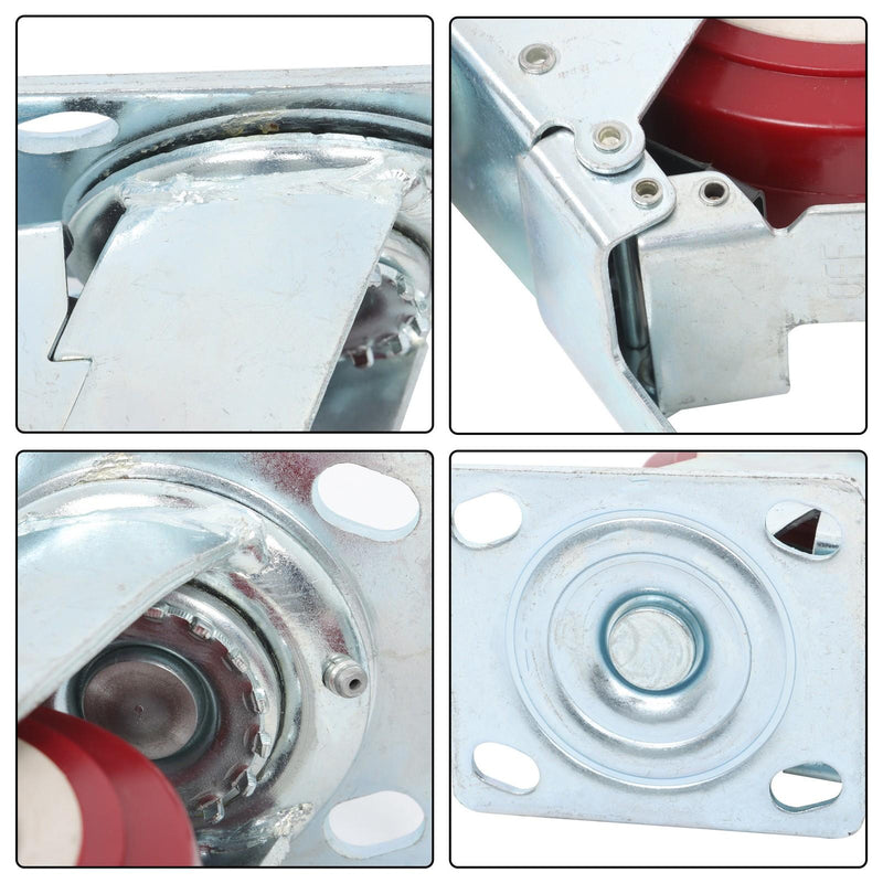 DURAFORCE 4 Pack 6" × 2" Swivel Caster Wheels Heavy Duty (2 With Brakes, 2 Without Brakes)