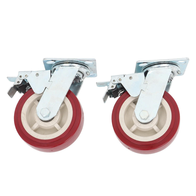 DURAFORCE 4 Pack 6" × 2" Swivel Caster Wheels Heavy Duty (2 With Brakes, 2 Without Brakes)