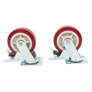 DURAFORCE 4 Pack 6" × 2" Swivel Caster Wheels Heavy Duty (2 With Brakes, 2 Without Brakes)