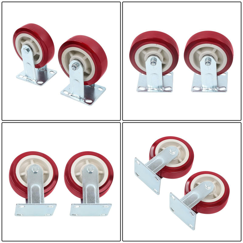 DURAFORCE 4 Pcs 6" × 2" Swivel Caster Wheels Heavy Duty 2 With Side Brake,2 Without Brakes