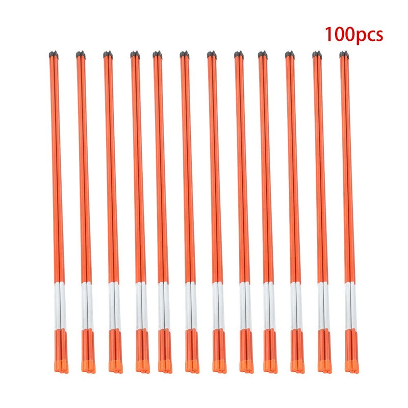 DURAFORCE 48In Long 100Pcs Driveway Markers Snow Stakes Reflective Markers Diameter 5/16"